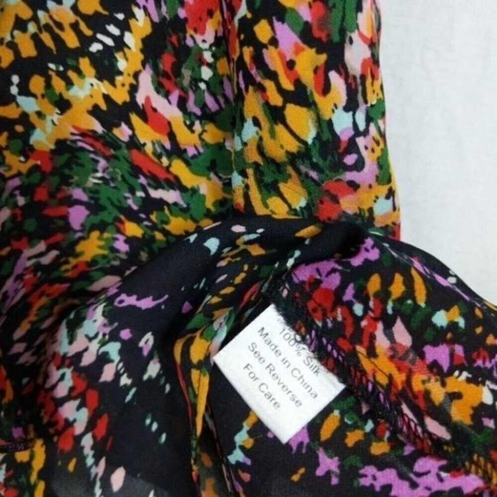 Parker Multi Color Ruffle Colorful Silk Tank Top S - Picture 5 of 5